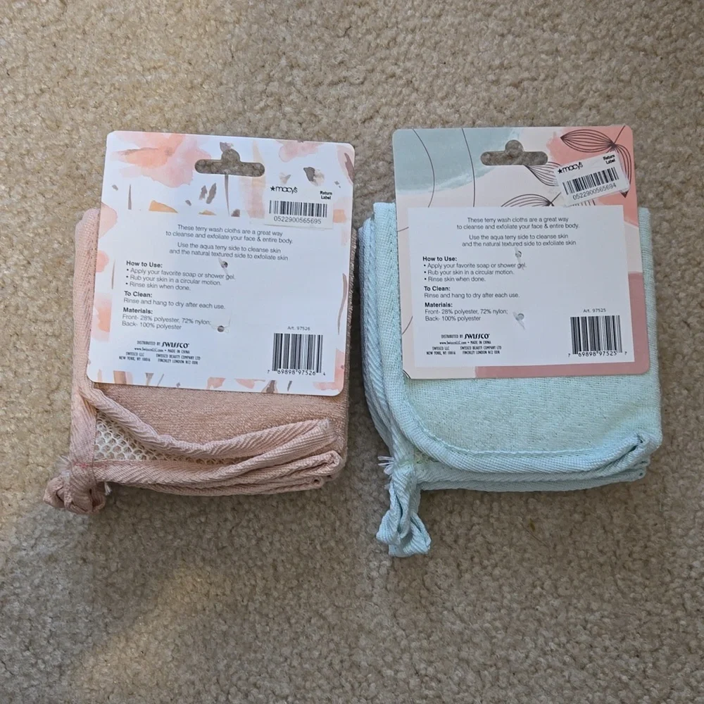 Exfoliating Terry wash clothes,NEW